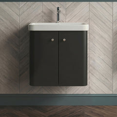 [BFCU1405] Flashbrook Contemporary Wall Hung 2 Door Vanity Unit with 1 Tap Hole Basin, Choice of Size and Colour - Silo