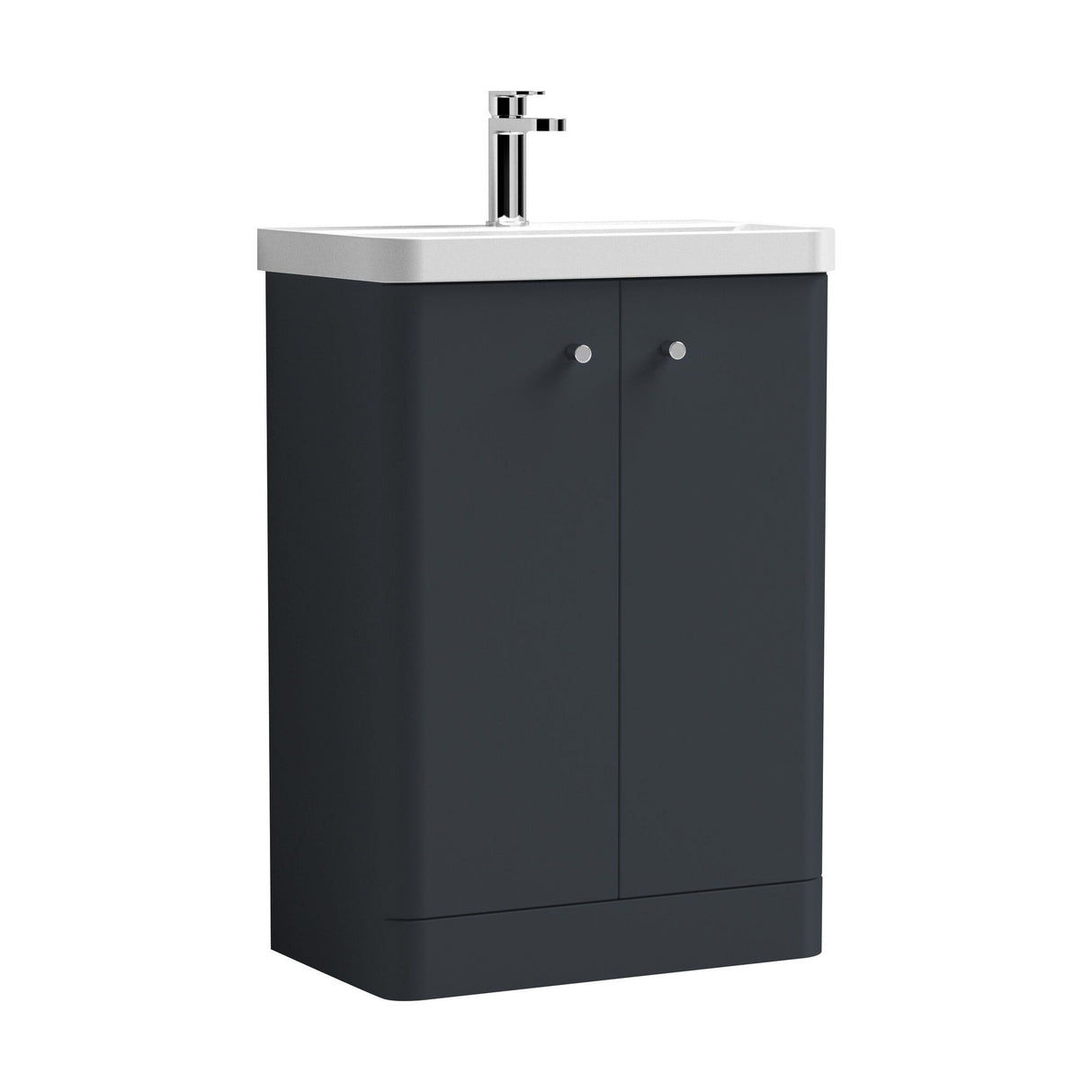 [BFCU1406] Flashbrook Contemporary Floor Standing 2 Door Vanity Unit with 1 Tap Hole Ceramic Basin - Choice of Size and Finish - Cutout