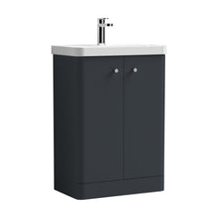 [BFCU1406] Flashbrook Contemporary Floor Standing 2 Door Vanity Unit with 1 Tap Hole Ceramic Basin - Choice of Size and Finish - Cutout