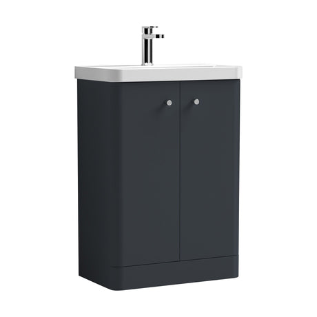 [BFCU1406] Flashbrook Contemporary Floor Standing 2 Door Vanity Unit with 1 Tap Hole Ceramic Basin - Choice of Size and Finish - Cutout