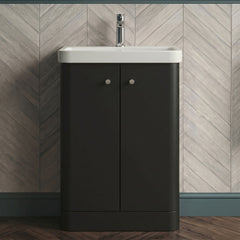 [BFCU1406] Flashbrook Contemporary Floor Standing 2 Door Vanity Unit with 1 Tap Hole Ceramic Basin - Choice of Size and Finish - Silo