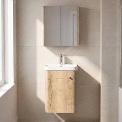 [BFCU1801] Flashbrook Contemporary Wall Hung 1 Door Vanity Unit with Ceramic Sink - 400mm - Lifestyle 1