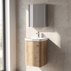 [BFCU1801] Flashbrook Contemporary Wall Hung 1 Door Vanity Unit with Ceramic Sink - 400mm - Lifestyle 3
