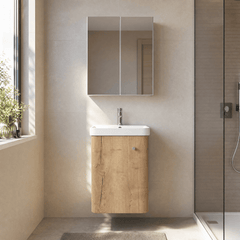 [BFCU1801] Flashbrook Contemporary Wall Hung 1 Door Vanity Unit with Ceramic Sink - 400mm - Silo