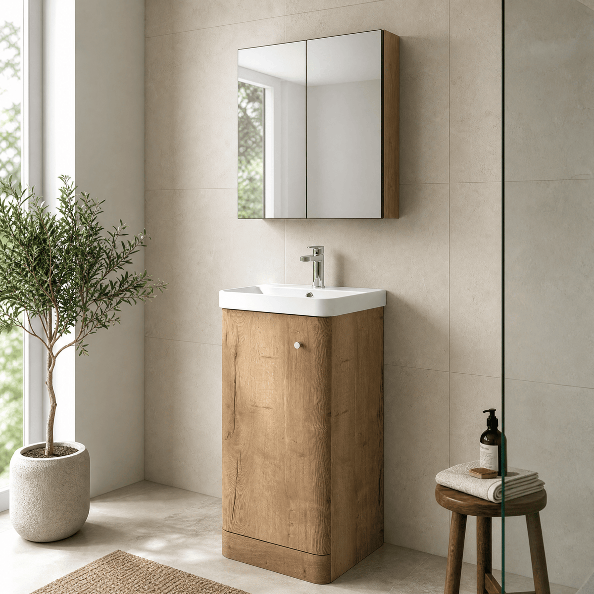 [BFCU1802] Flashbrook Floor Standing 1 Door Vanity Unit with Ceramic Basin - 400mm, Choice of Colour - Lifestyle 3