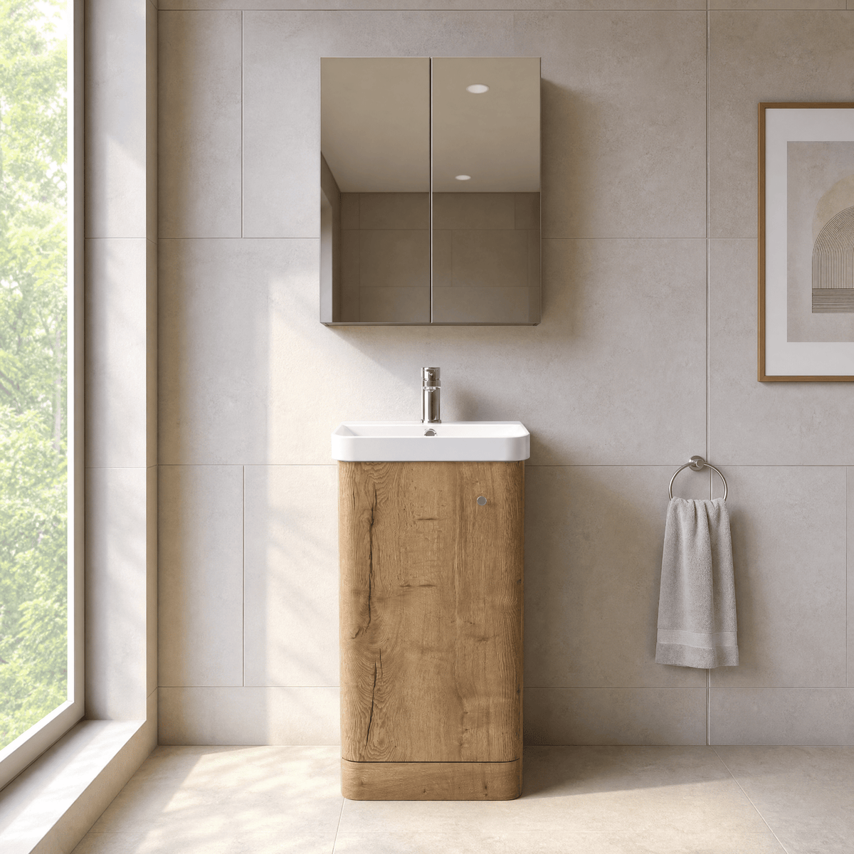[BFCU1802] Flashbrook Floor Standing 1 Door Vanity Unit with Ceramic Basin - 400mm, Choice of Colour - Silo