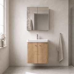 [BFCU1803] Flashbrook Contemporary Wall Hung 2 Door Vanity Unit with 1 Tap Hole Basin, Choice of Size and Colour - Lifestyle 1