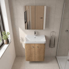 [BFCU1803] Flashbrook Contemporary Wall Hung 2 Door Vanity Unit with 1 Tap Hole Basin, Choice of Size and Colour - Lifestyle 2