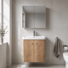 [BFCU1803] Flashbrook Contemporary Wall Hung 2 Door Vanity Unit with 1 Tap Hole Basin, Choice of Size and Colour - Silo
