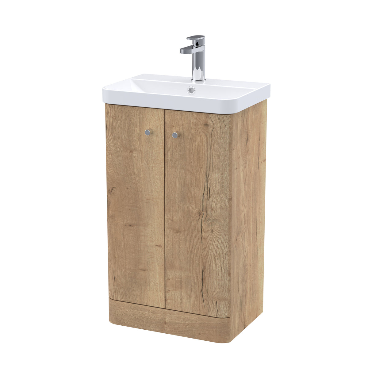 [BFCU1804] Flashbrook Contemporary Floor Standing 2 Door Vanity Unit with 1 Tap Hole Ceramic Basin - Choice of Size and Finish - Cutout
