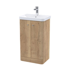 [BFCU1804] Flashbrook Contemporary Floor Standing 2 Door Vanity Unit with 1 Tap Hole Ceramic Basin - Choice of Size and Finish - Cutout