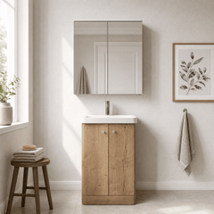 [BFCU1804] Flashbrook Contemporary Floor Standing 2 Door Vanity Unit with 1 Tap Hole Ceramic Basin - Choice of Size and Finish - Lifestyle 1