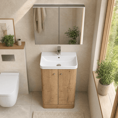 [BFCU1804] Flashbrook Contemporary Floor Standing 2 Door Vanity Unit with 1 Tap Hole Ceramic Basin - Choice of Size and Finish - Lifestyle 2