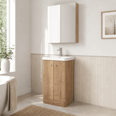 [BFCU1804] Flashbrook Contemporary Floor Standing 2 Door Vanity Unit with 1 Tap Hole Ceramic Basin - Choice of Size and Finish - Lifestyle 3