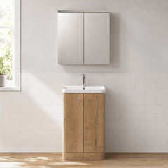 [BFCU1804] Flashbrook Contemporary Floor Standing 2 Door Vanity Unit with 1 Tap Hole Ceramic Basin - Choice of Size and Finish - Silo