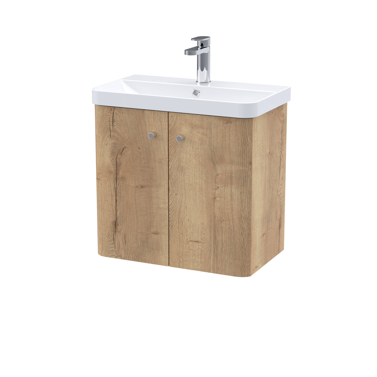 [BFCU1805] Flashbrook Contemporary Wall Hung 2 Door Vanity Unit with 1 Tap Hole Basin, Choice of Size and Colour - Cutout