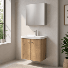[BFCU1805] Flashbrook Contemporary Wall Hung 2 Door Vanity Unit with 1 Tap Hole Basin, Choice of Size and Colour - Lifestyle 3