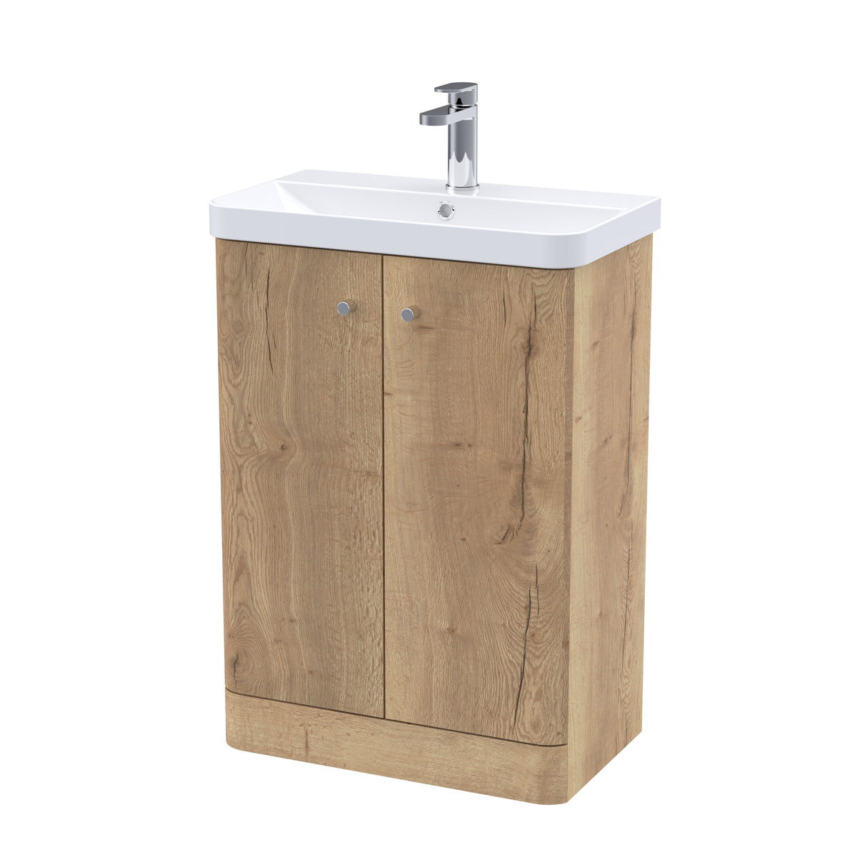 [BFCU1806] Flashbrook Contemporary Floor Standing 2 Door Vanity Unit with 1 Tap Hole Ceramic Basin - Choice of Size and Finish - Cutout