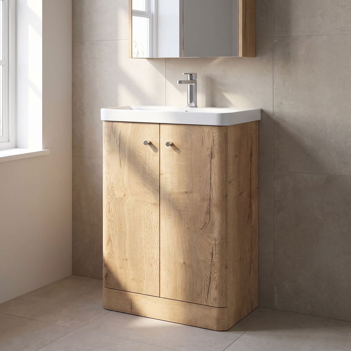 [BFCU1806] Flashbrook Contemporary Floor Standing 2 Door Vanity Unit with 1 Tap Hole Ceramic Basin - Choice of Size and Finish - Lifestyle 3
