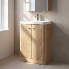 [BFCU1806] Flashbrook Contemporary Floor Standing 2 Door Vanity Unit with 1 Tap Hole Ceramic Basin - Choice of Size and Finish - Lifestyle 3