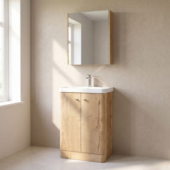 [BFCU1806] Flashbrook Contemporary Floor Standing 2 Door Vanity Unit with 1 Tap Hole Ceramic Basin - Choice of Size and Finish - Silo