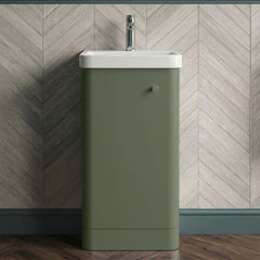 [BFCU802] Flashbrook Floor Standing 1 Door Vanity Unit with Ceramic Basin - 400mm, Choice of Colour - Silo