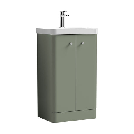 [BFCU804] Flashbrook Contemporary Floor Standing 2 Door Vanity Unit with 1 Tap Hole Ceramic Basin - Choice of Size and Finish - Cutout