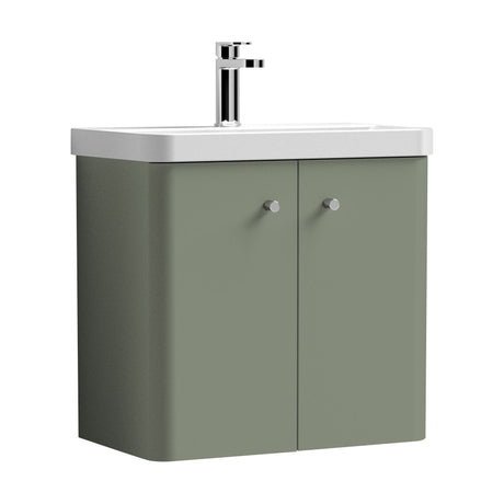 [BFCU805] Flashbrook Contemporary Wall Hung 2 Door Vanity Unit with 1 Tap Hole Basin, Choice of Size and Colour - Cutout