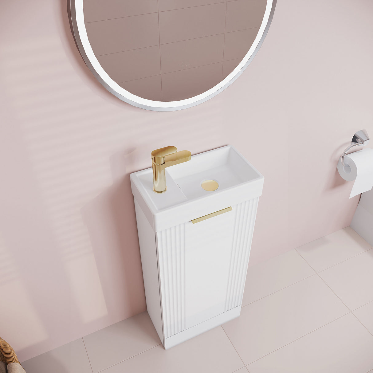 [BFDE120H324] Belvide Retro Floor Standing  Bathroom Cloakroom Vanity Basin Unit - 781 x 400 x 222mm - Multiple Colours - Lifestyle 2