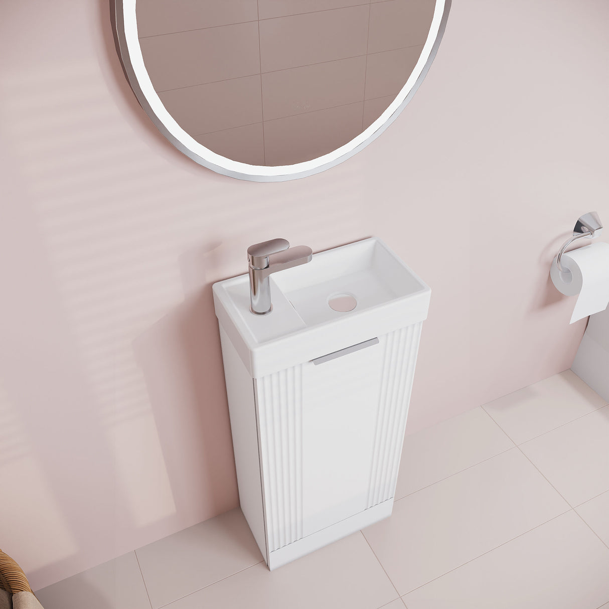 [BFDE120] Belvide Retro Floor Standing  Bathroom Cloakroom Vanity Basin Unit - 781 x 400 x 222mm - Multiple Colours - Lifestyle 2