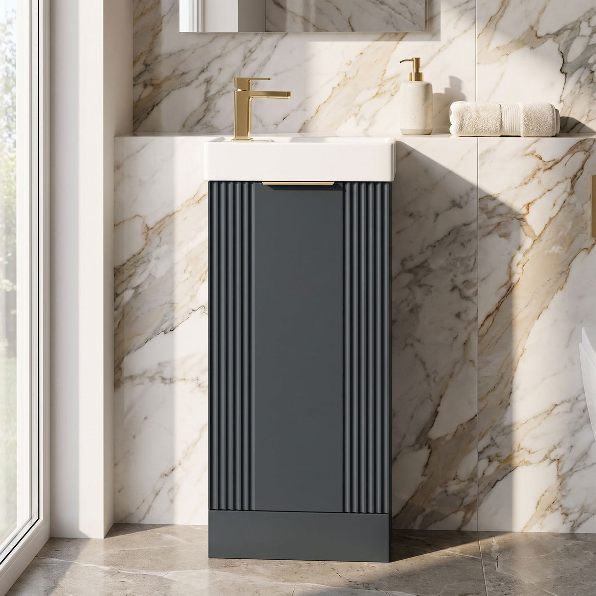 [BFDE1420H324] Belvide Retro Floor Standing  Bathroom Cloakroom Vanity Basin Unit - 781 x 400 x 222mm - Multiple Colours - Silo
