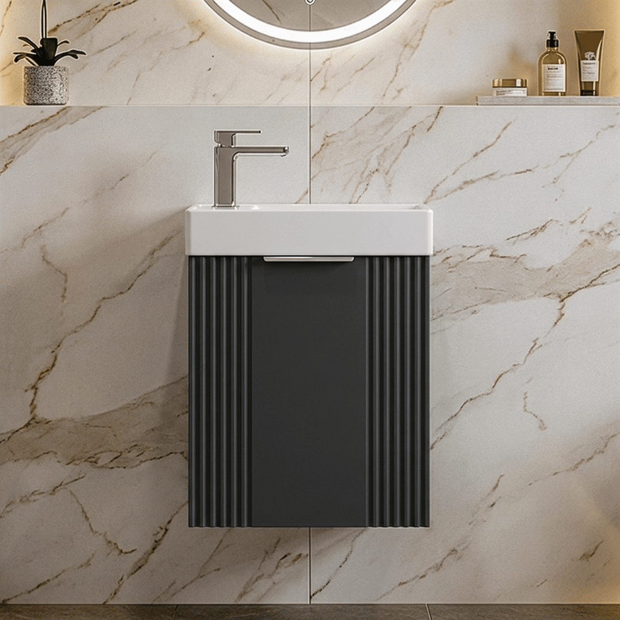 [BFDE1490] Belvide Retro Wall Hung Bathroom Cloakroom Vanity Basin Unit 438 x 400 x 222mm - Multiple Colours - Silo