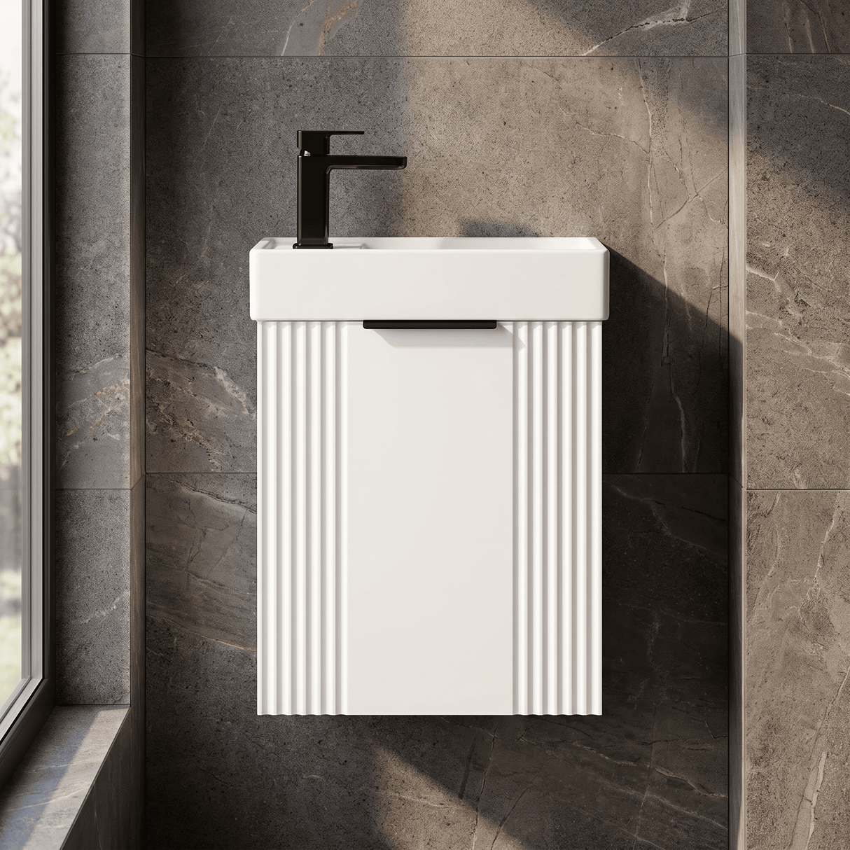 [BFDE190H224] Belvide Retro Wall Hung Bathroom Cloakroom Vanity Basin Unit 438 x 400 x 222mm - Multiple Colours - Silo