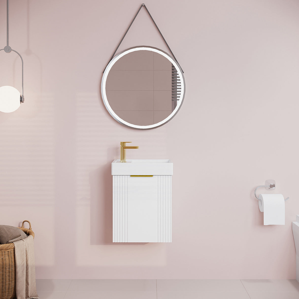 [BFDE190H324] Belvide Retro Wall Hung Bathroom Cloakroom Vanity Basin Unit 438 x 400 x 222mm - Multiple Colours - Lifestyle 1