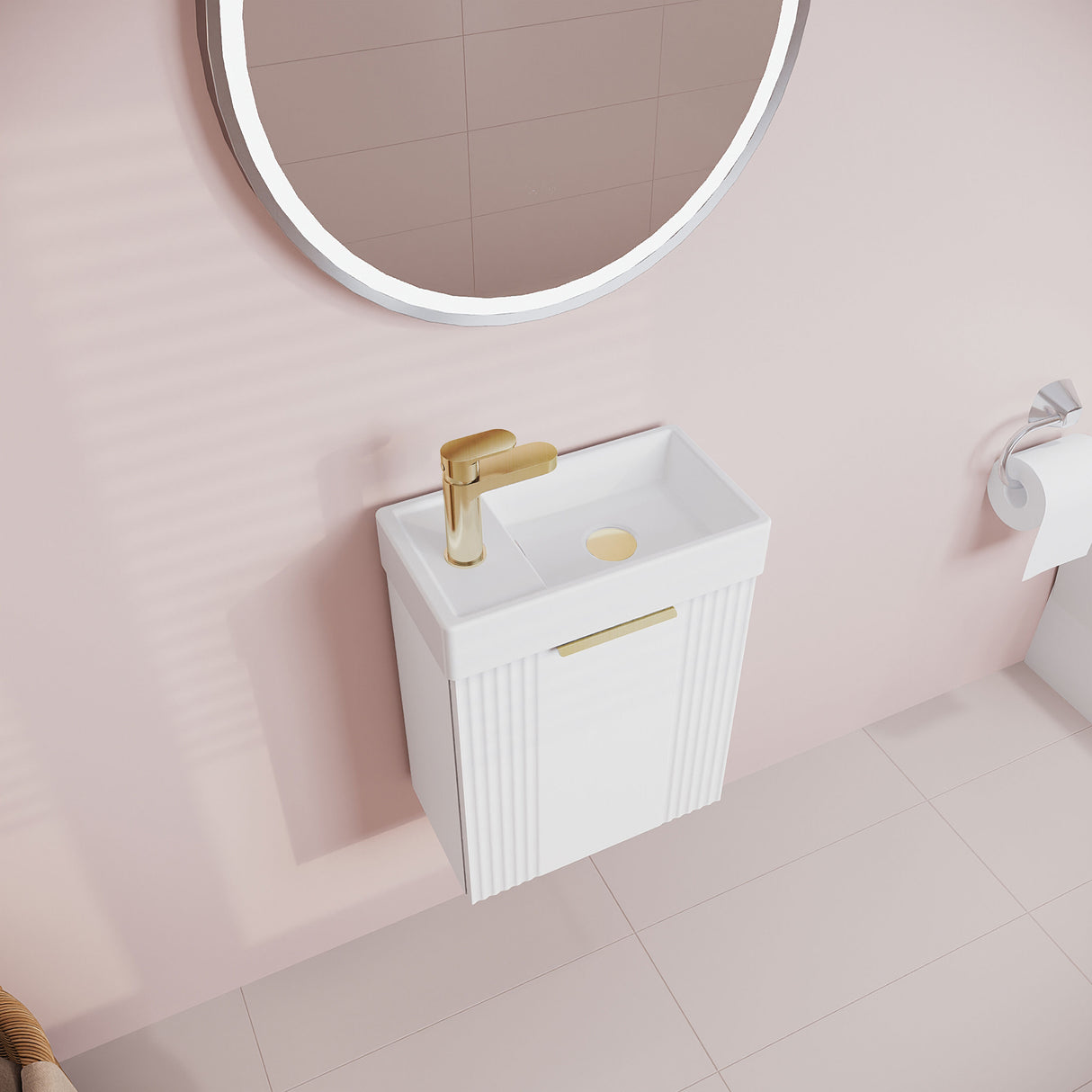 [BFDE190H324] Belvide Retro Wall Hung Bathroom Cloakroom Vanity Basin Unit 438 x 400 x 222mm - Multiple Colours - Lifestyle 2