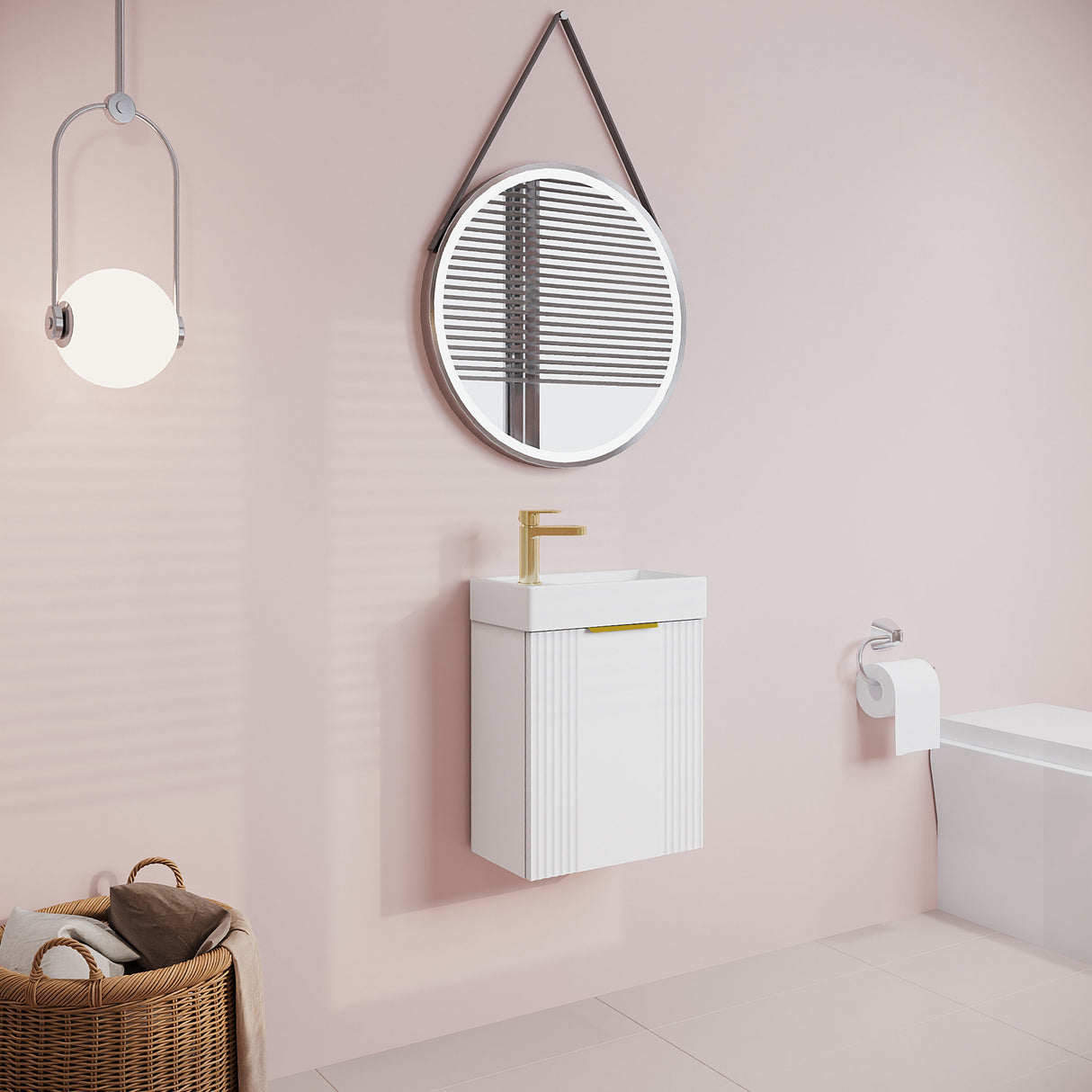 [BFDE190H324] Belvide Retro Wall Hung Bathroom Cloakroom Vanity Basin Unit 438 x 400 x 222mm - Multiple Colours - Lifestyle 3