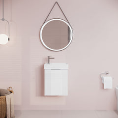 [BFDE190] Belvide Retro Wall Hung Bathroom Cloakroom Vanity Basin Unit 438 x 400 x 222mm - Multiple Colours - Lifestyle 1