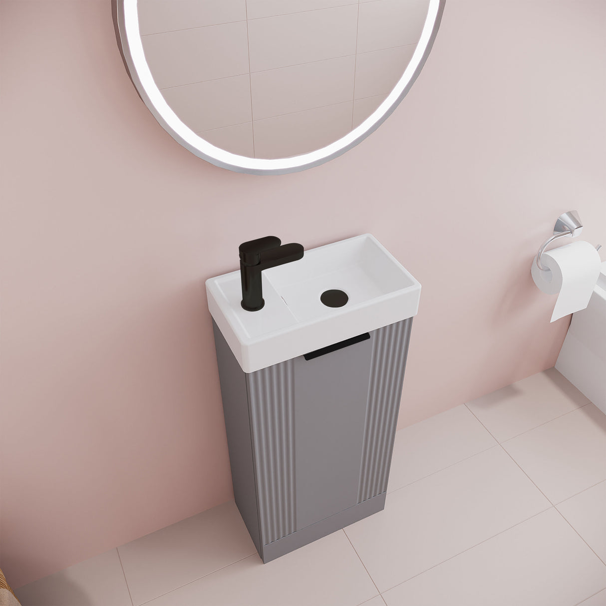 [BFDE220H224] Belvide Retro Floor Standing  Bathroom Cloakroom Vanity Basin Unit - 781 x 400 x 222mm - Multiple Colours - Lifestyle 2