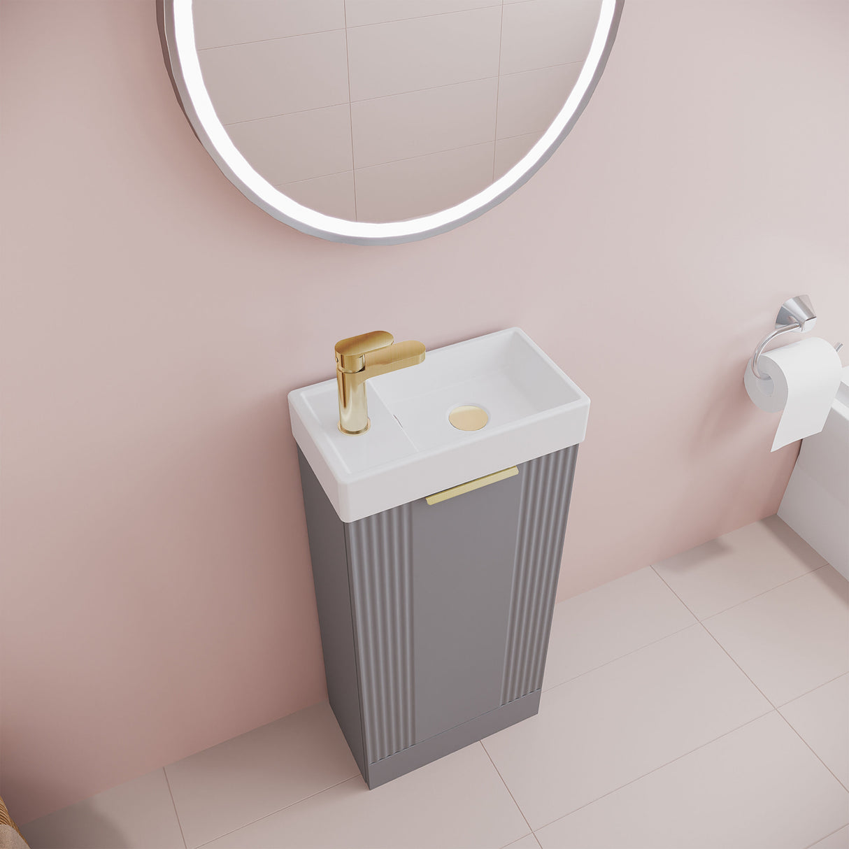 [BFDE220H324] Belvide Retro Floor Standing  Bathroom Cloakroom Vanity Basin Unit - 781 x 400 x 222mm - Multiple Colours - Lifestyle 2