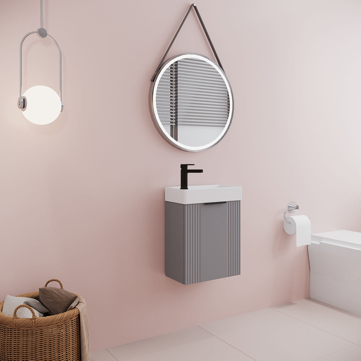 [BFDE290H224] Belvide Retro Wall Hung Bathroom Cloakroom Vanity Basin Unit 438 x 400 x 222mm - Multiple Colours - Lifestyle 3