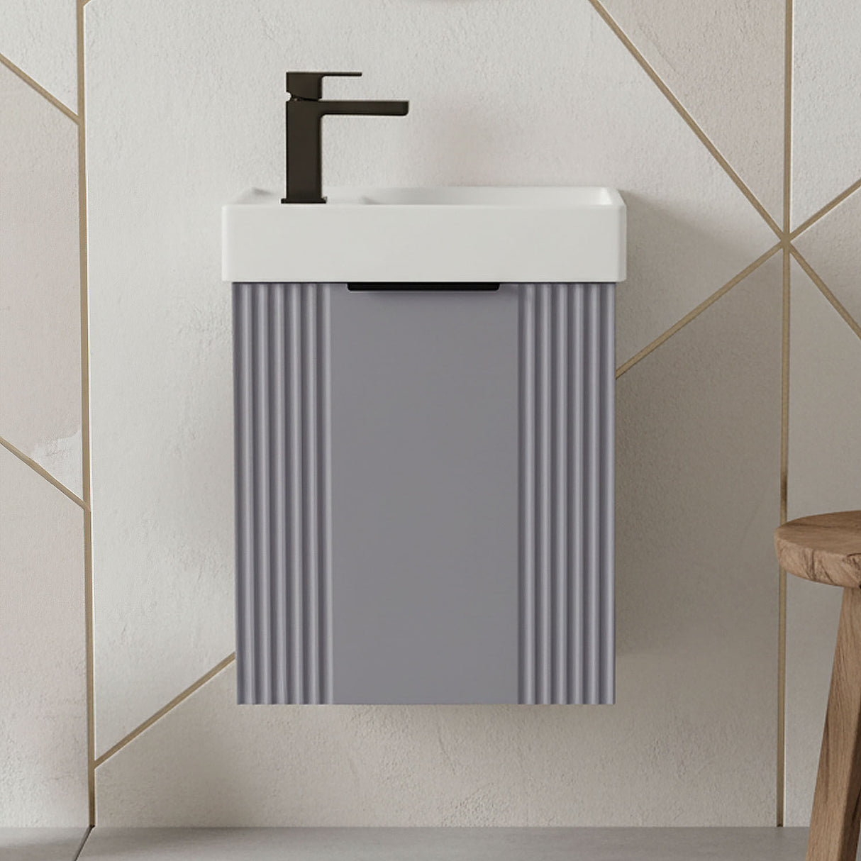 [BFDE290H224] Belvide Retro Wall Hung Bathroom Cloakroom Vanity Basin Unit 438 x 400 x 222mm - Multiple Colours - Silo
