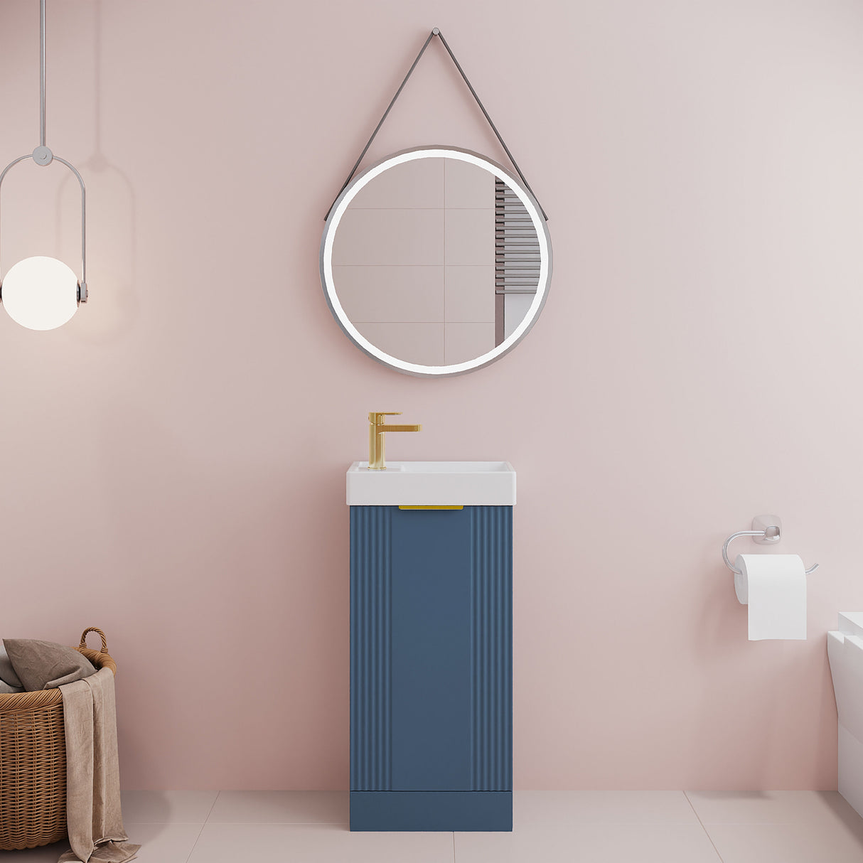 [BFDE320H324] Belvide Retro Floor Standing  Bathroom Cloakroom Vanity Basin Unit - 781 x 400 x 222mm - Multiple Colours - Lifestyle 1