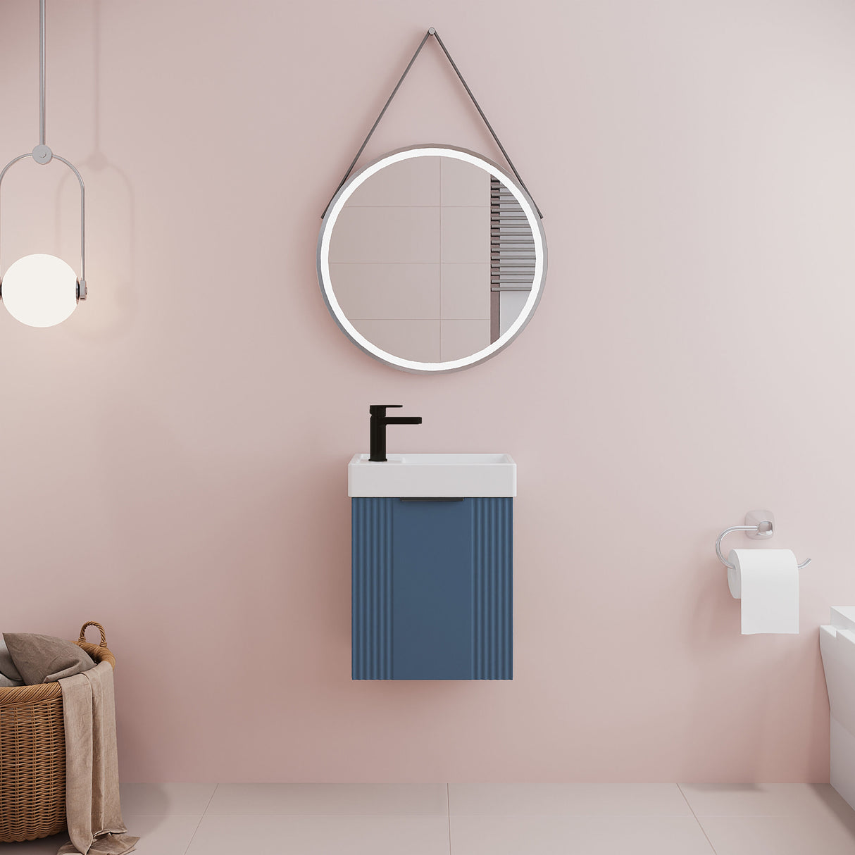 [BFDE390H224] Belvide Retro Wall Hung Bathroom Cloakroom Vanity Basin Unit 438 x 400 x 222mm - Multiple Colours - Lifestyle 1