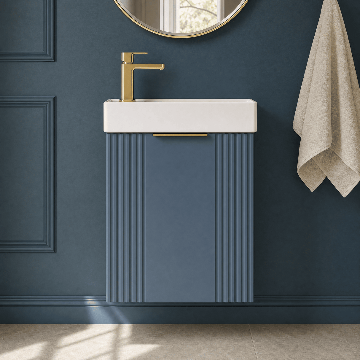 [BFDE390H324] Belvide Retro Wall Hung Bathroom Cloakroom Vanity Basin Unit 438 x 400 x 222mm - Multiple Colours - Silo