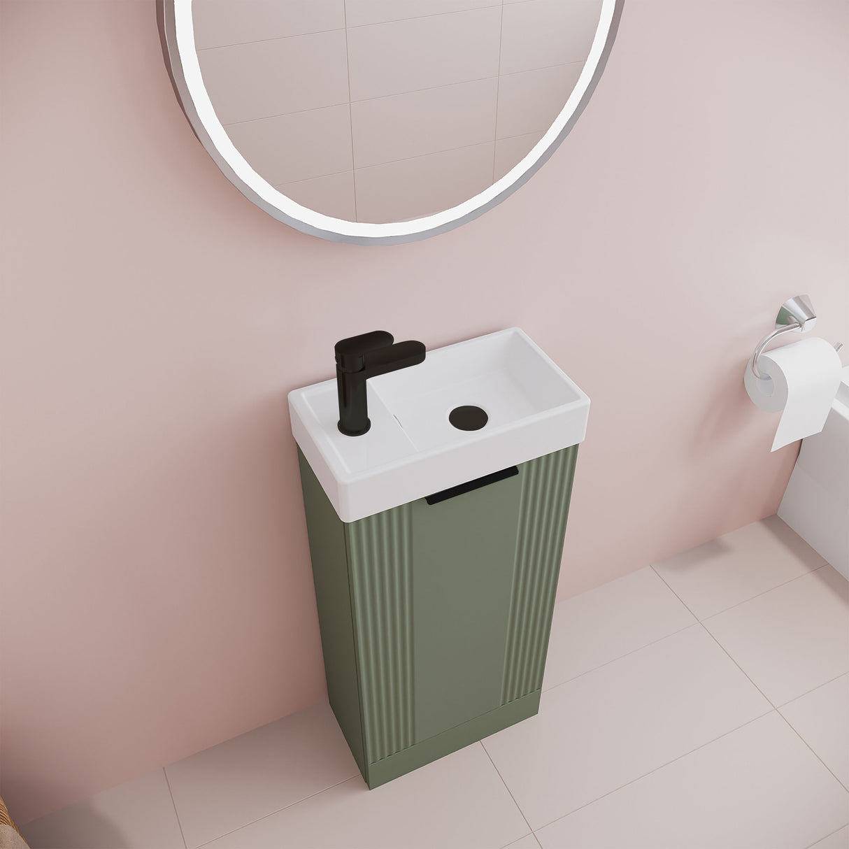 [BFDE820H224] Belvide Retro Floor Standing  Bathroom Cloakroom Vanity Basin Unit - 781 x 400 x 222mm - Multiple Colours - Lifestyle 2