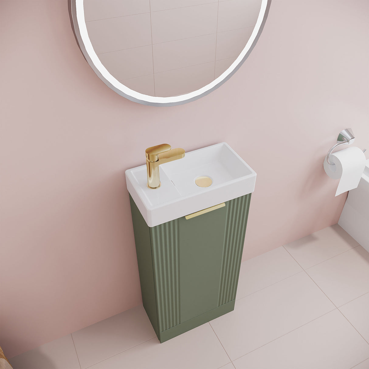 [BFDE820H324] Belvide Retro Floor Standing  Bathroom Cloakroom Vanity Basin Unit - 781 x 400 x 222mm - Multiple Colours - Lifestyle 2