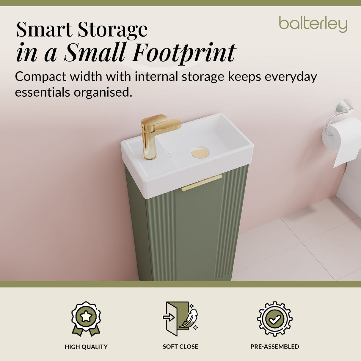 Retro Floor Standing  Bathroom Cloakroom Vanity Basin Unit - Multiple Colours