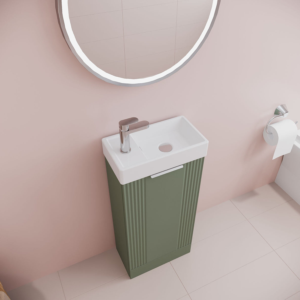 [BFDE820] Belvide Retro Floor Standing  Bathroom Cloakroom Vanity Basin Unit - 781 x 400 x 222mm - Multiple Colours - Lifestyle 2