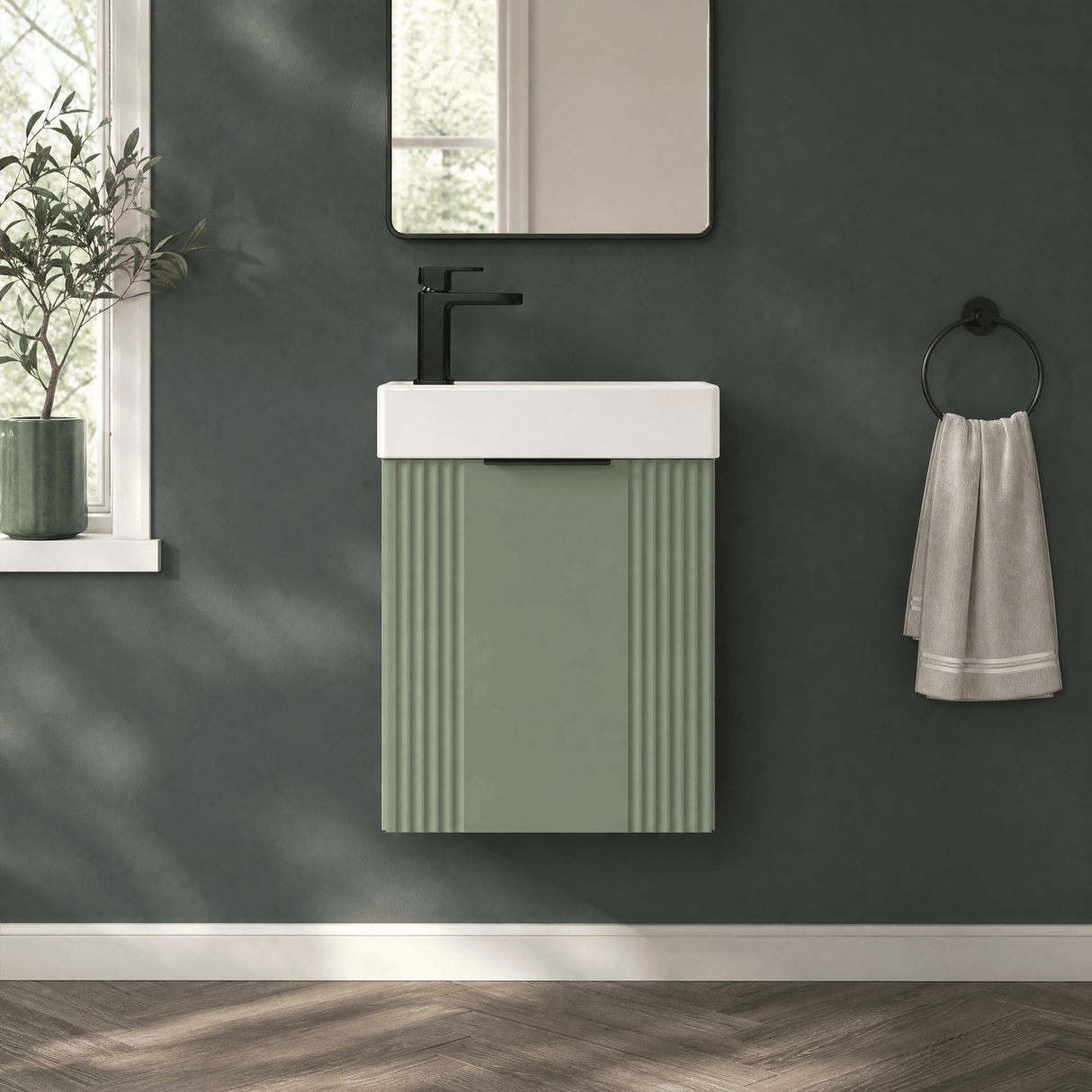 [BFDE890H224] Belvide Retro Wall Hung Bathroom Cloakroom Vanity Basin Unit 438 x 400 x 222mm - Multiple Colours - Silo
