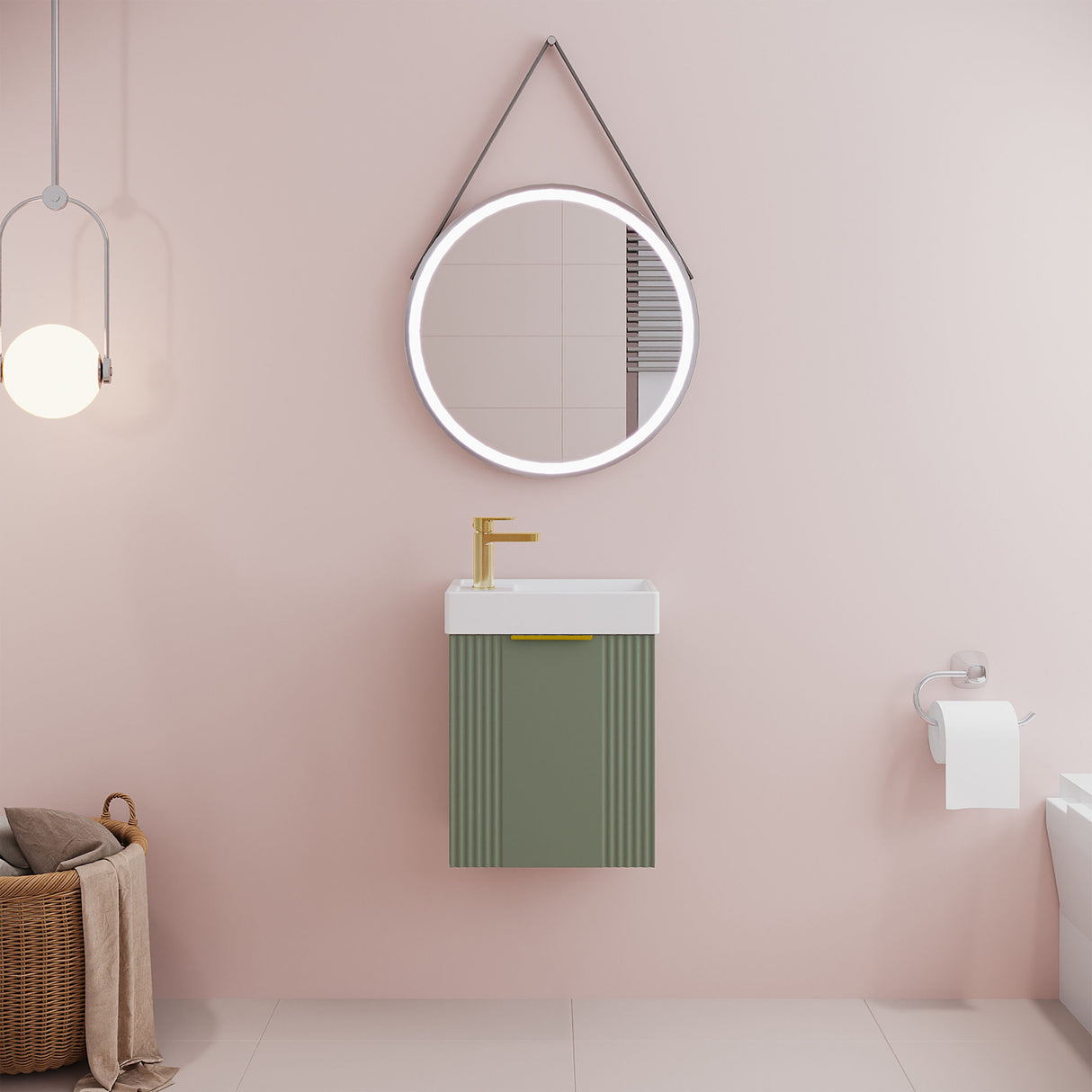 [BFDE890H324] Belvide Retro Wall Hung Bathroom Cloakroom Vanity Basin Unit 438 x 400 x 222mm - Multiple Colours - Lifestyle 1